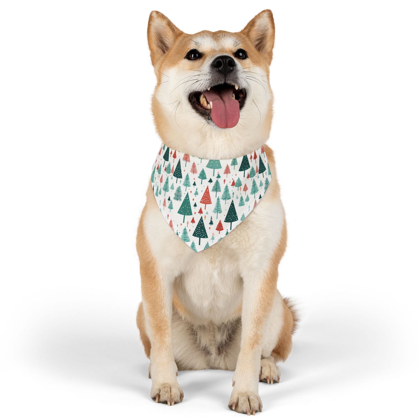Christmas Trees on White - Pet Bandana Collar