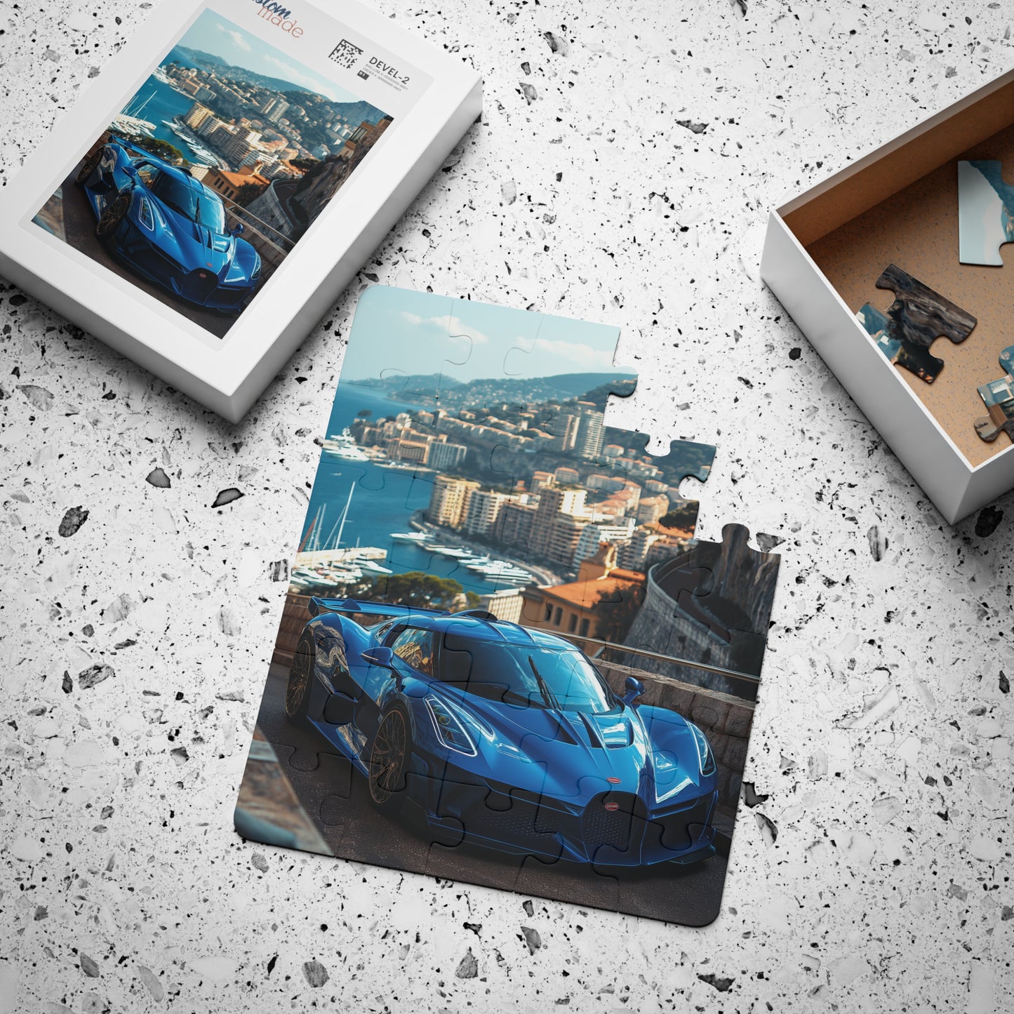 Blue Supercar in Monaco - 30-Piece Kids Jigsaw Puzzle
