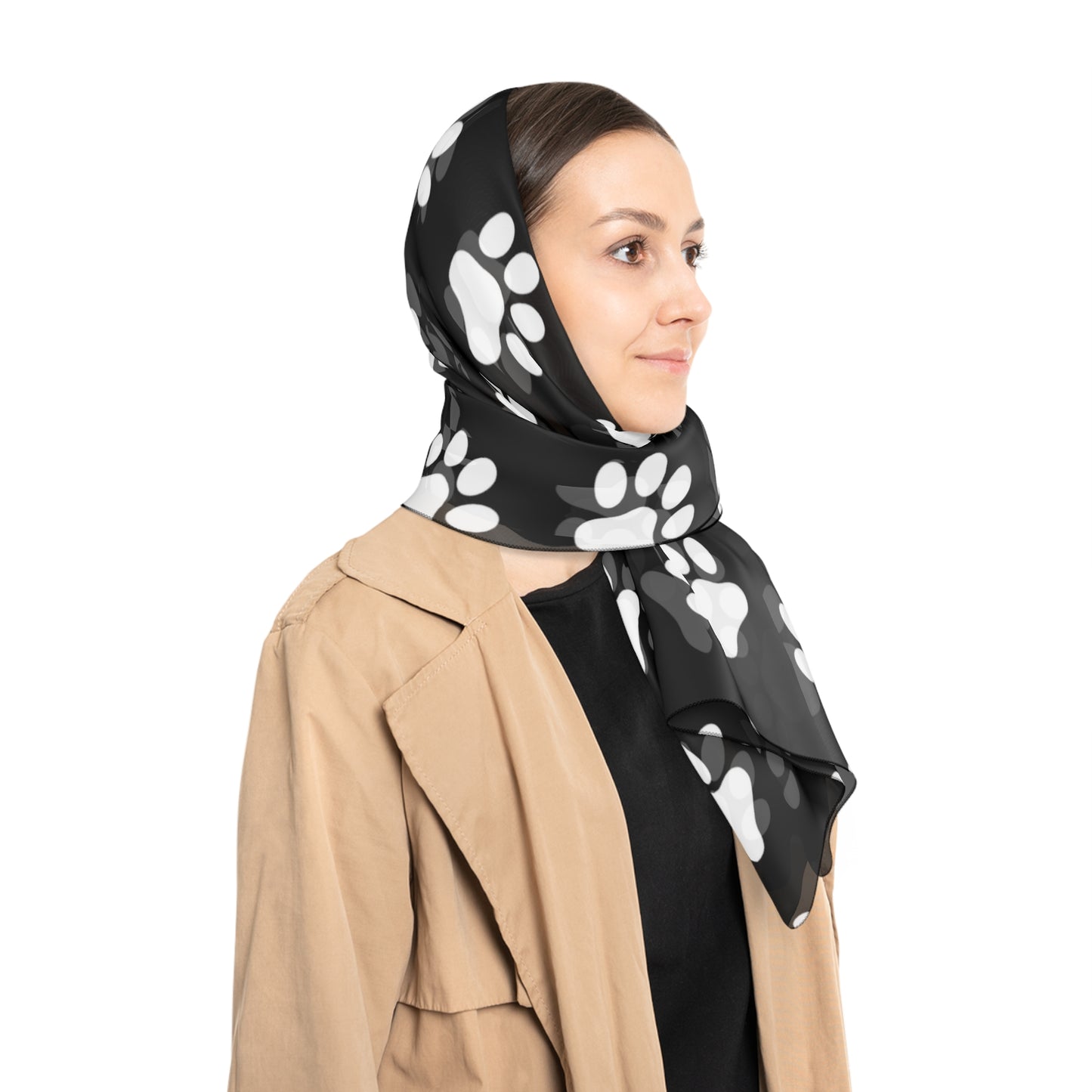 Paw Prints on Black Scarf