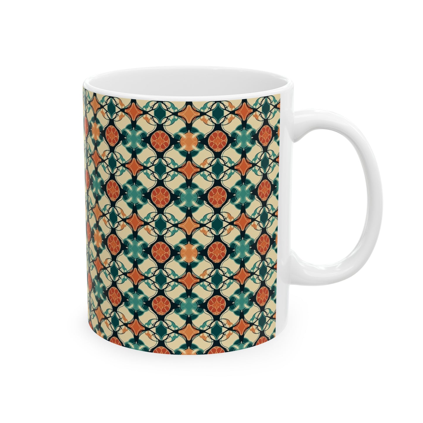 Quatrefoil Print - Green & Orange