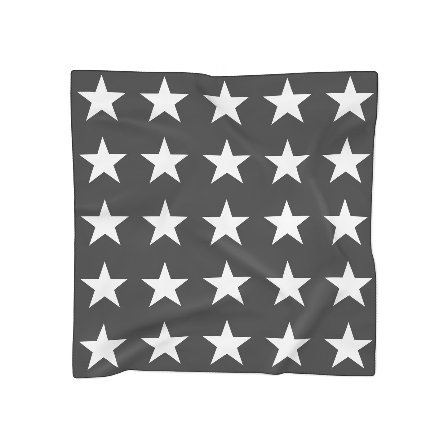 White Stars on Black Print Scarf