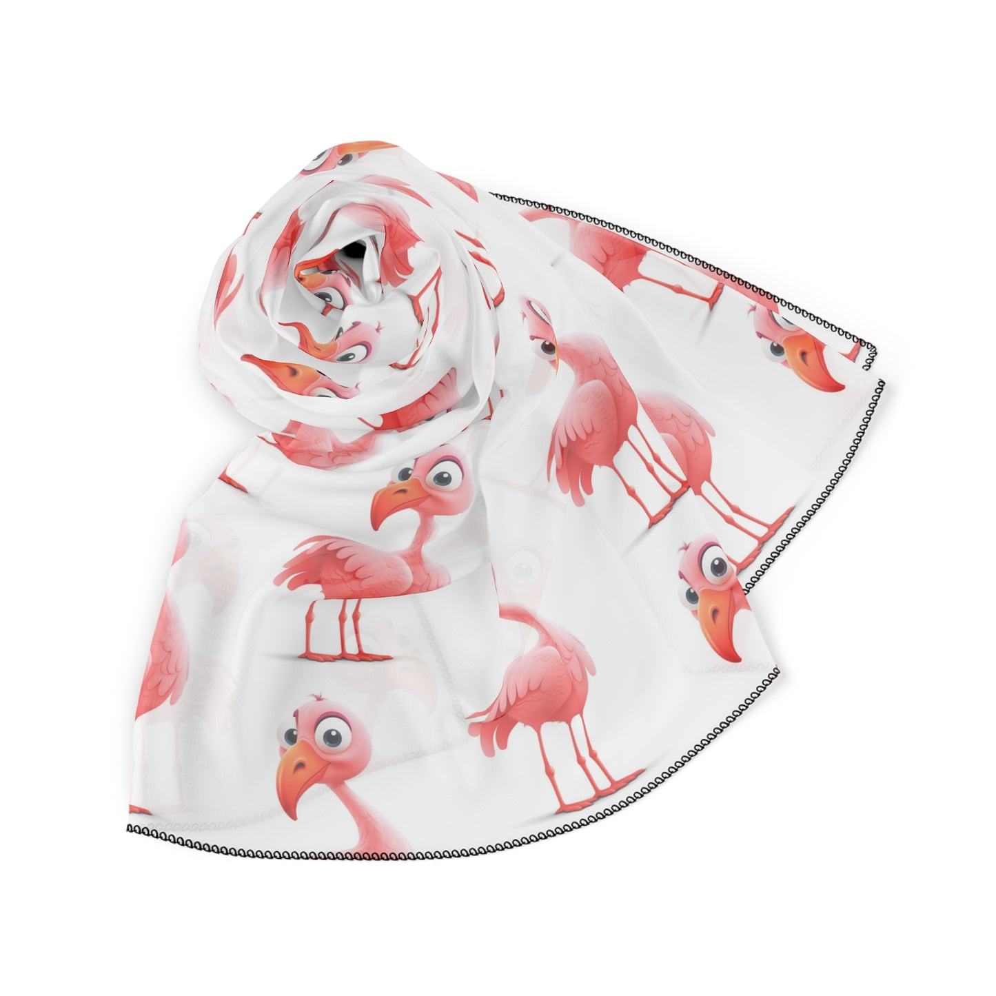 Pink Flamingo on White Scarf