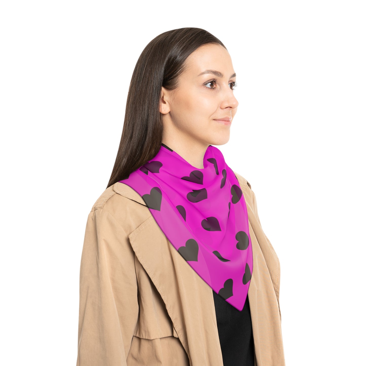 Black Hearts on Pink Scarf