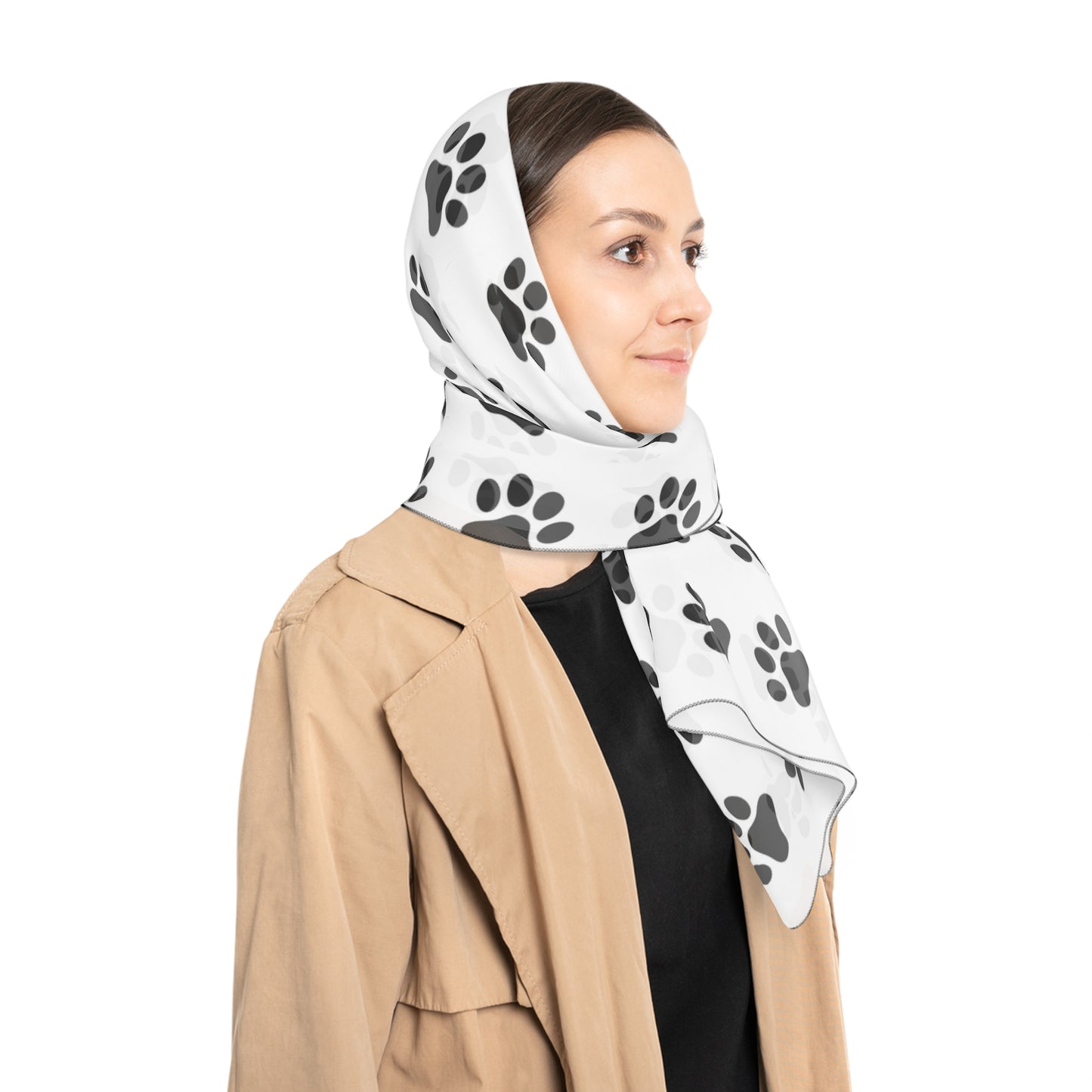 Paw Prints on White Scarf