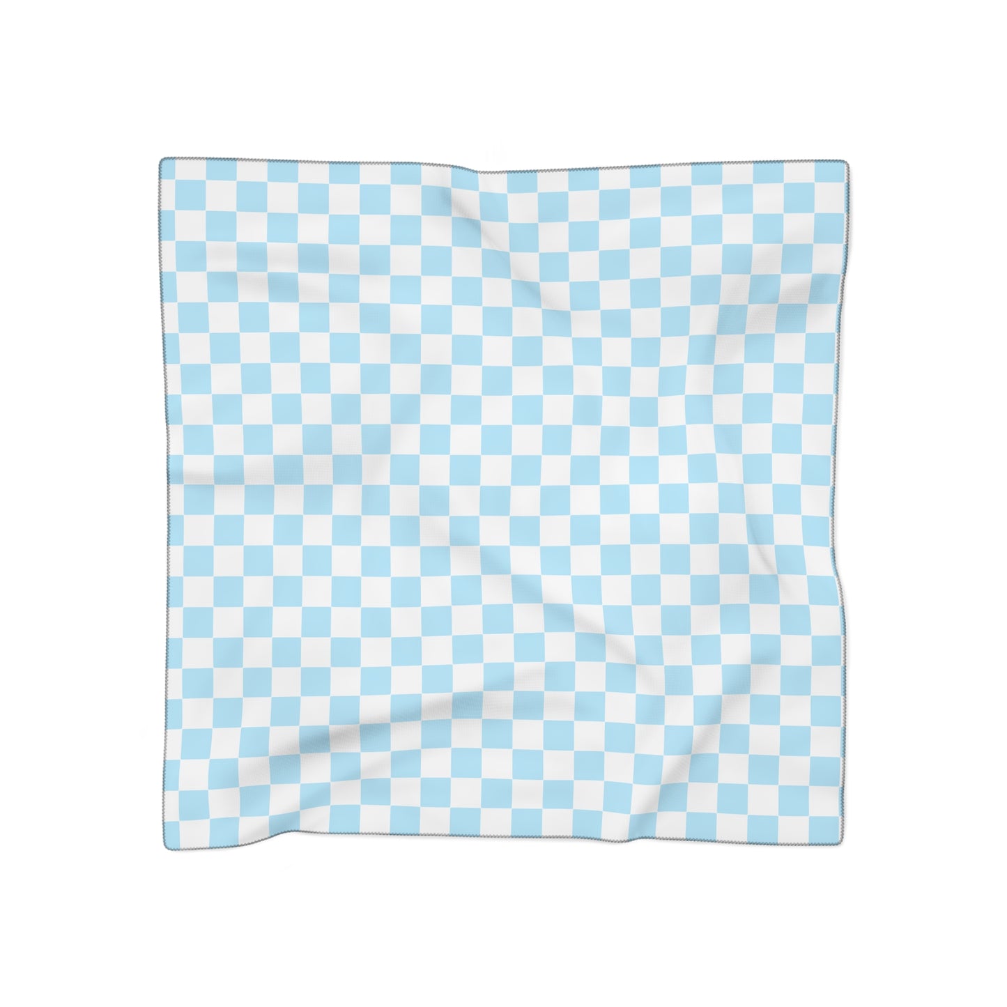 Blue and White Check Print Scarf