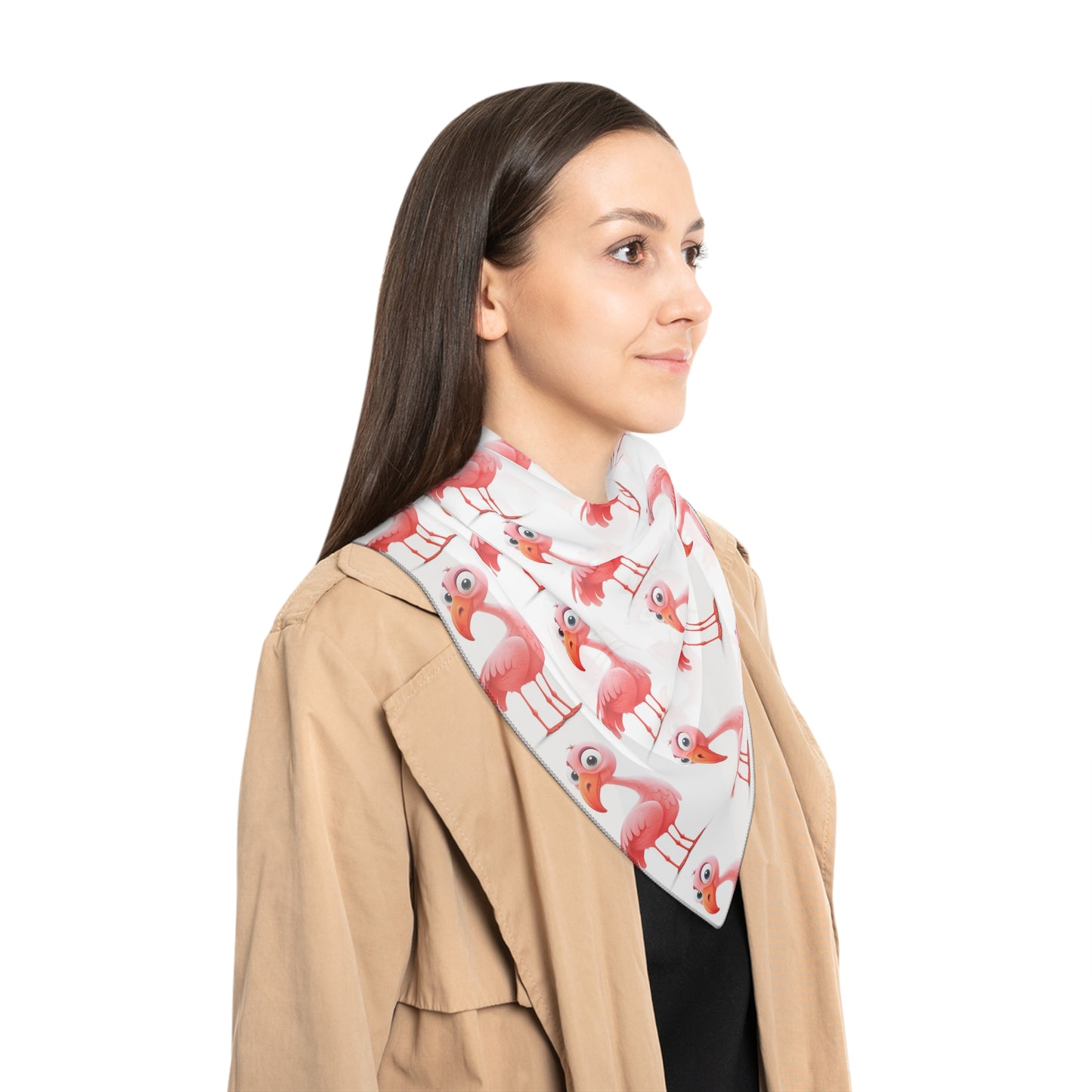 Pink Flamingo on White Scarf