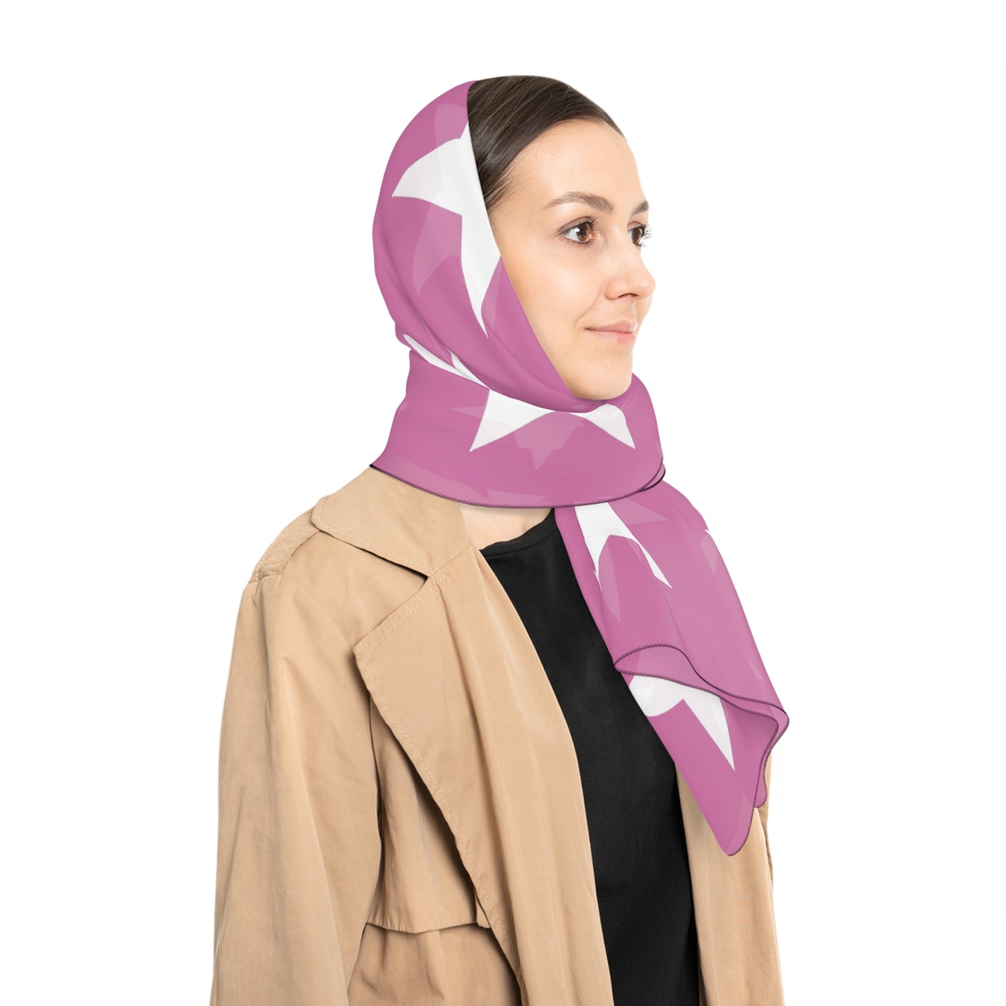 White Stars on Pink Scarf