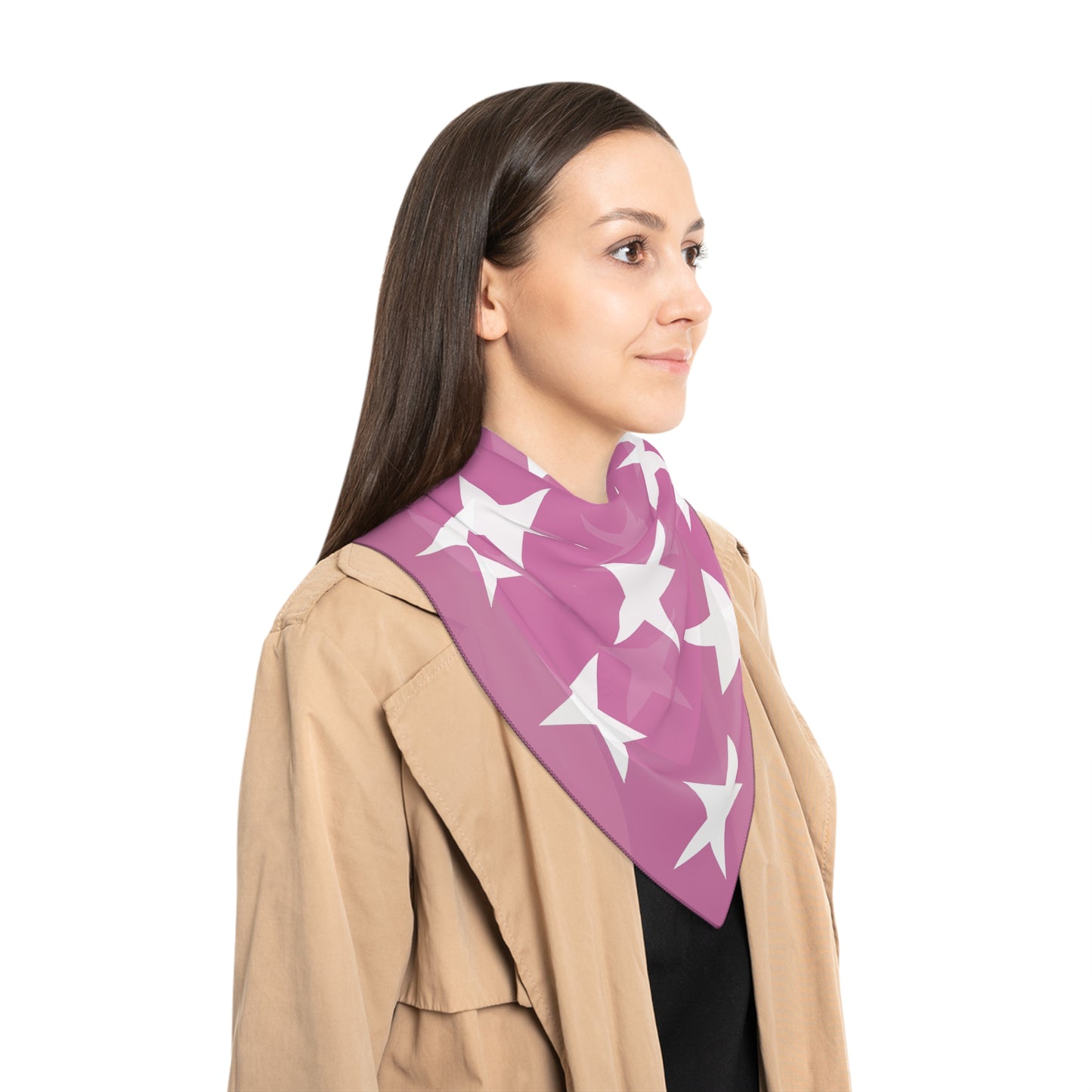 White Stars on Pink Scarf