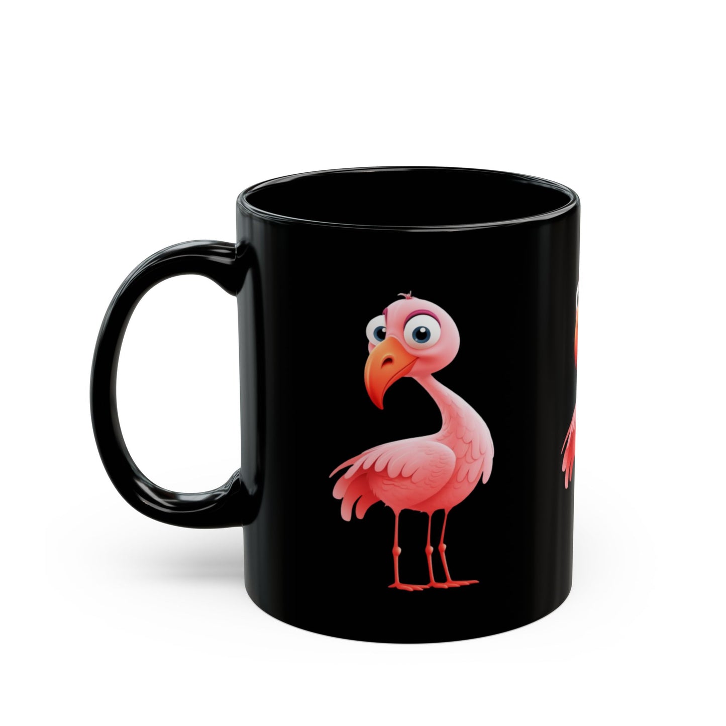 Pink Flamingo on Black Mug