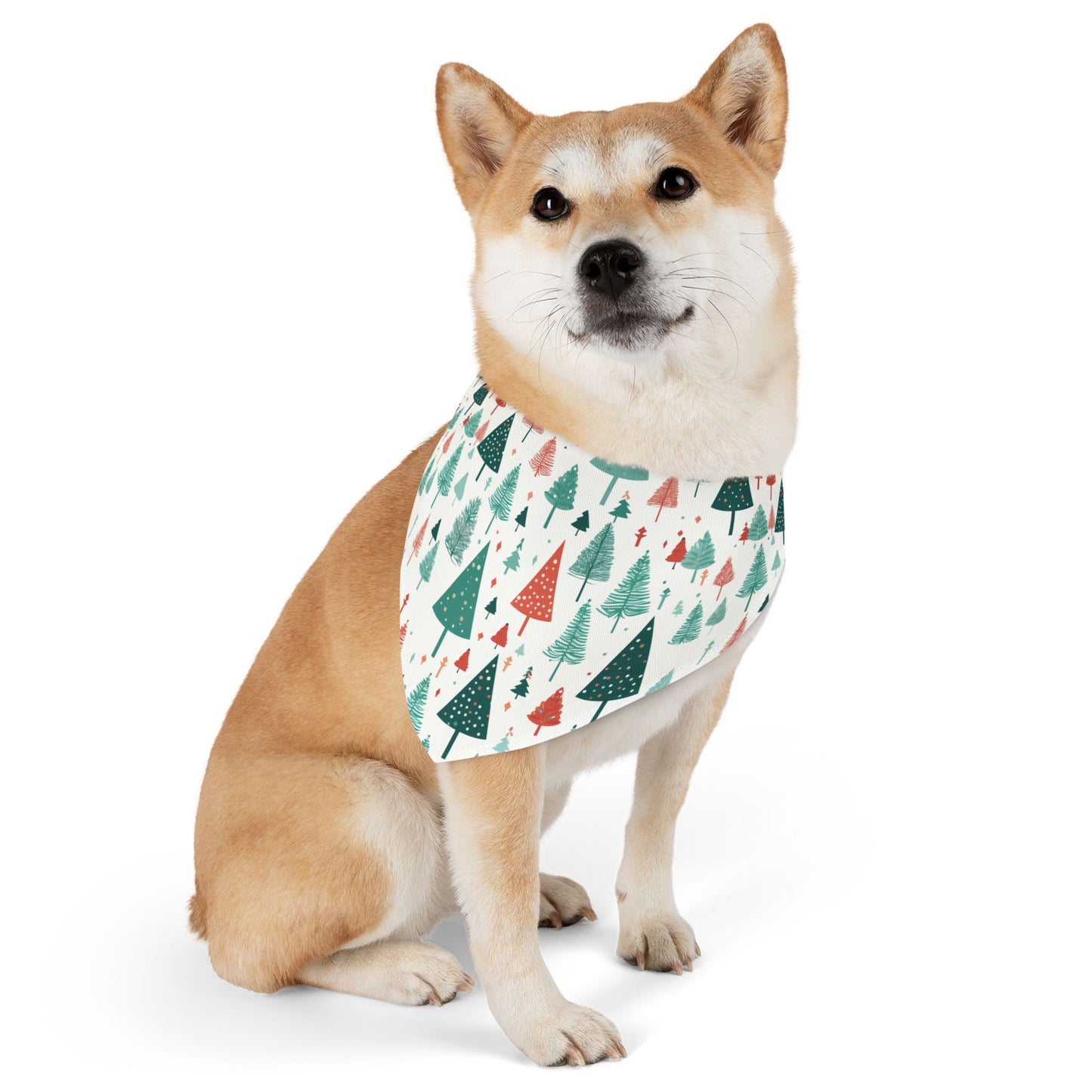 Christmas Trees on White - Pet Bandana Collar