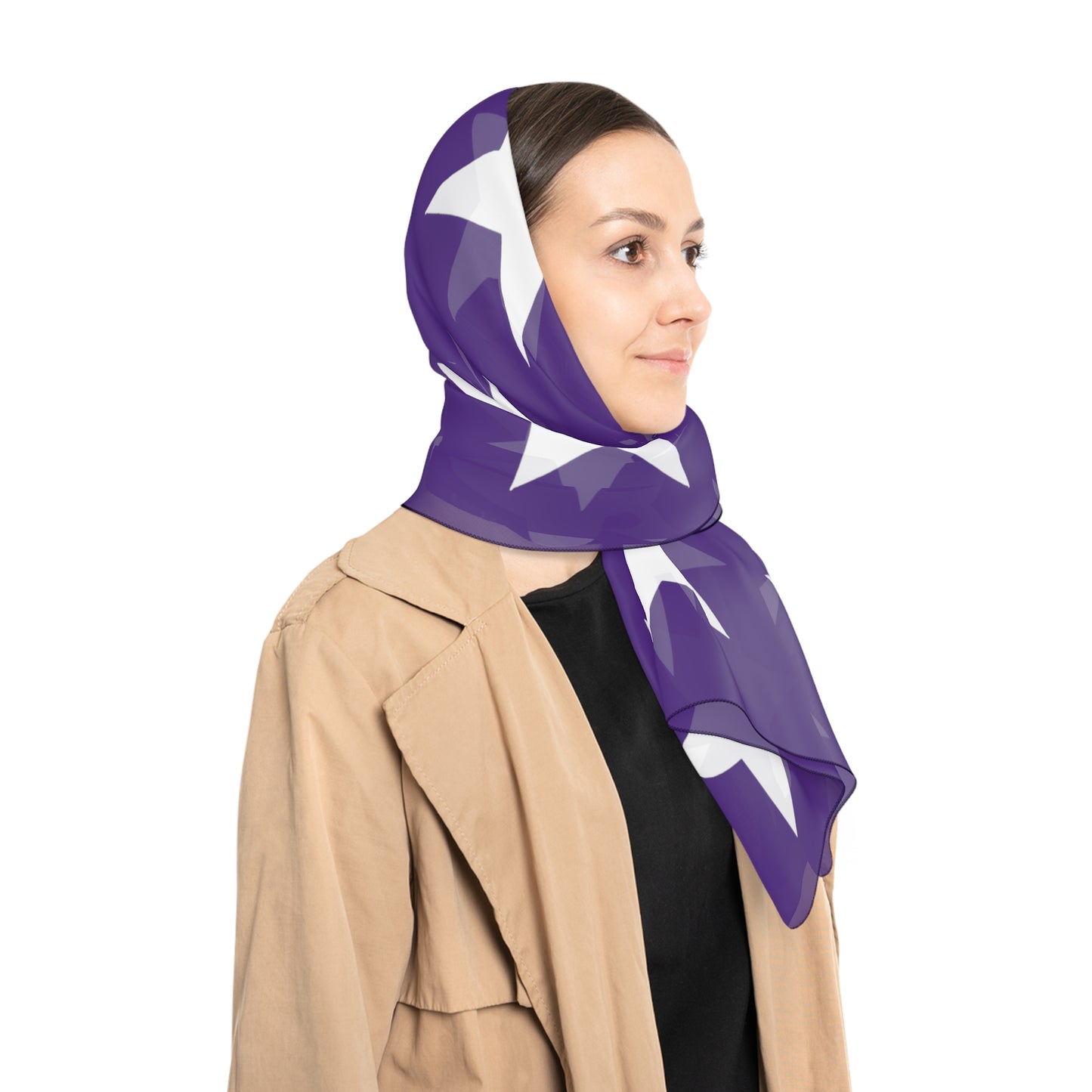 White Stars on Purple Scarf