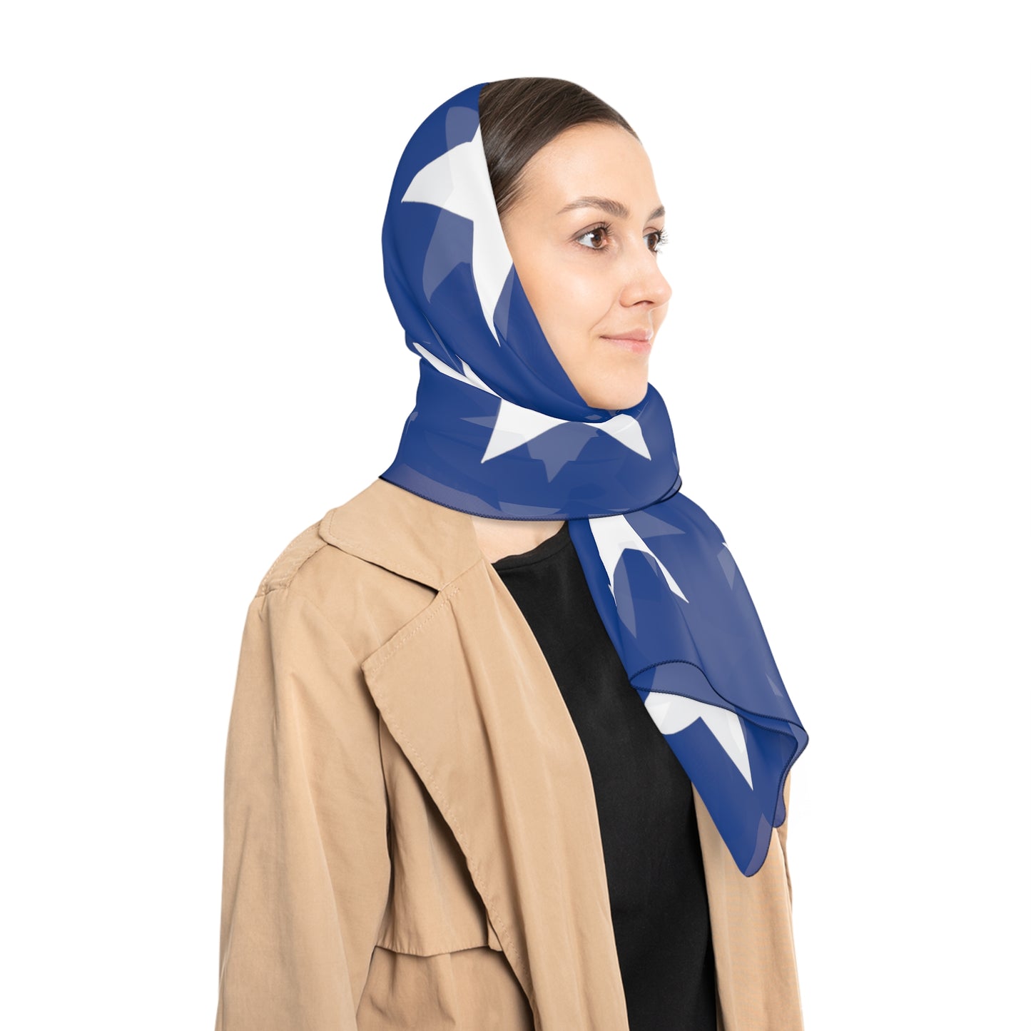 White Stars on Blue Scarf
