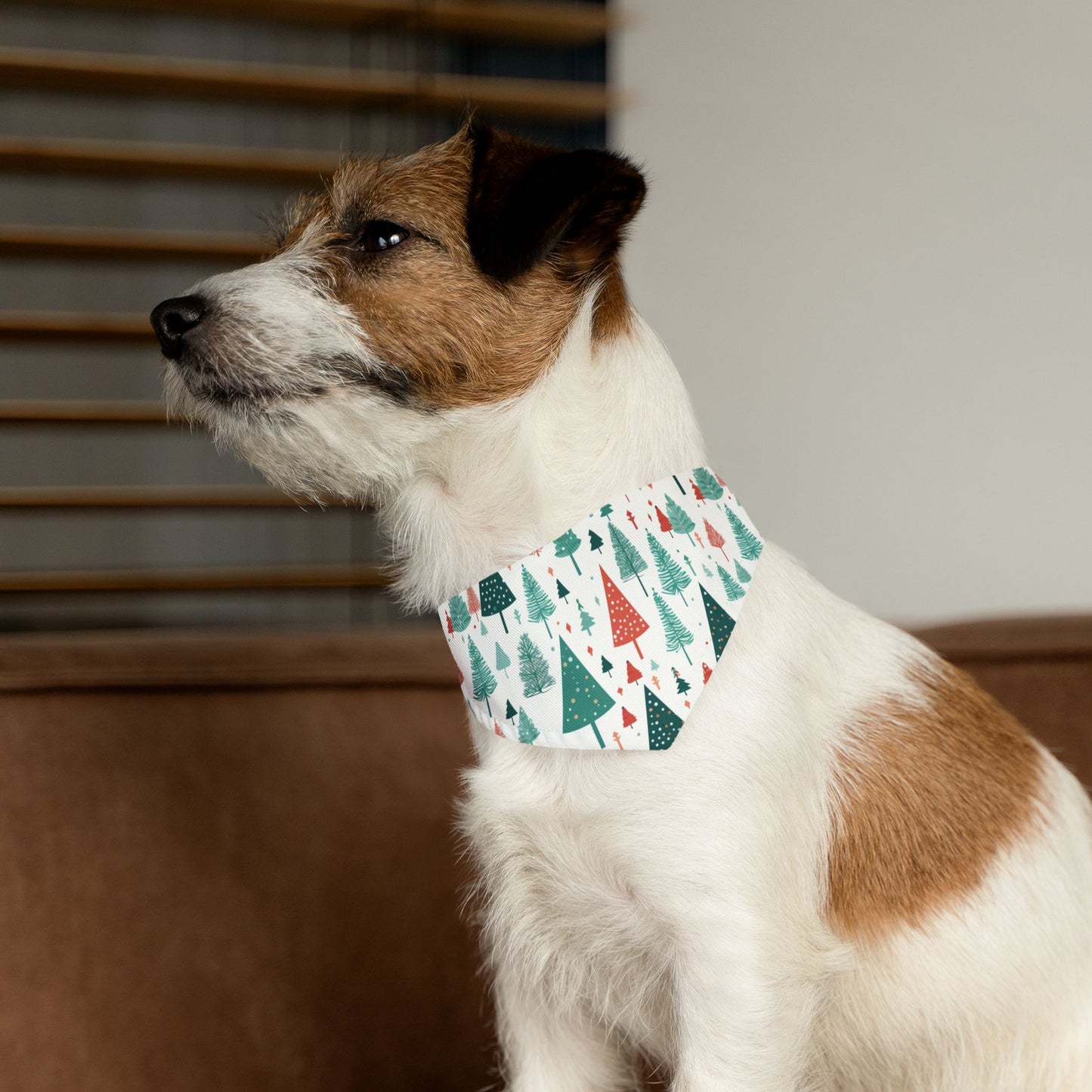 Christmas Trees on White - Pet Bandana Collar