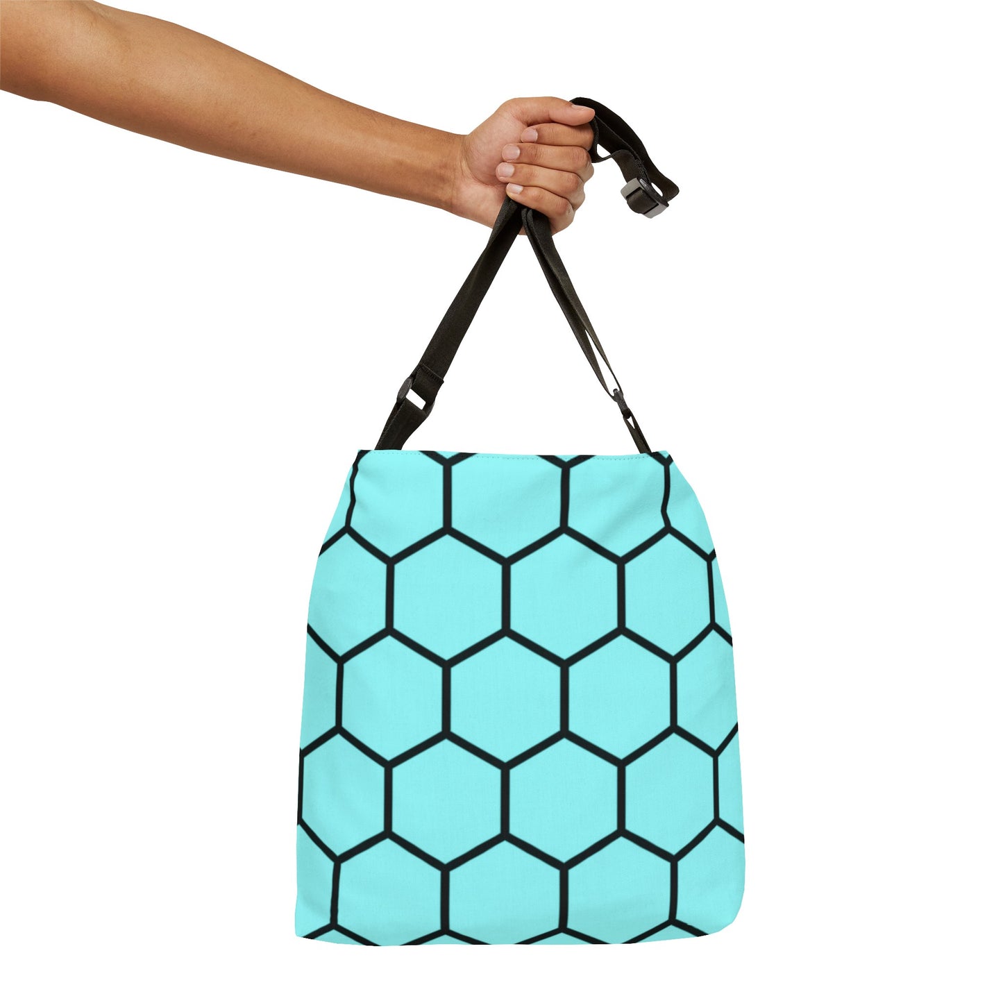Pale Turquoise and Black Honeycomb - Tote Bag