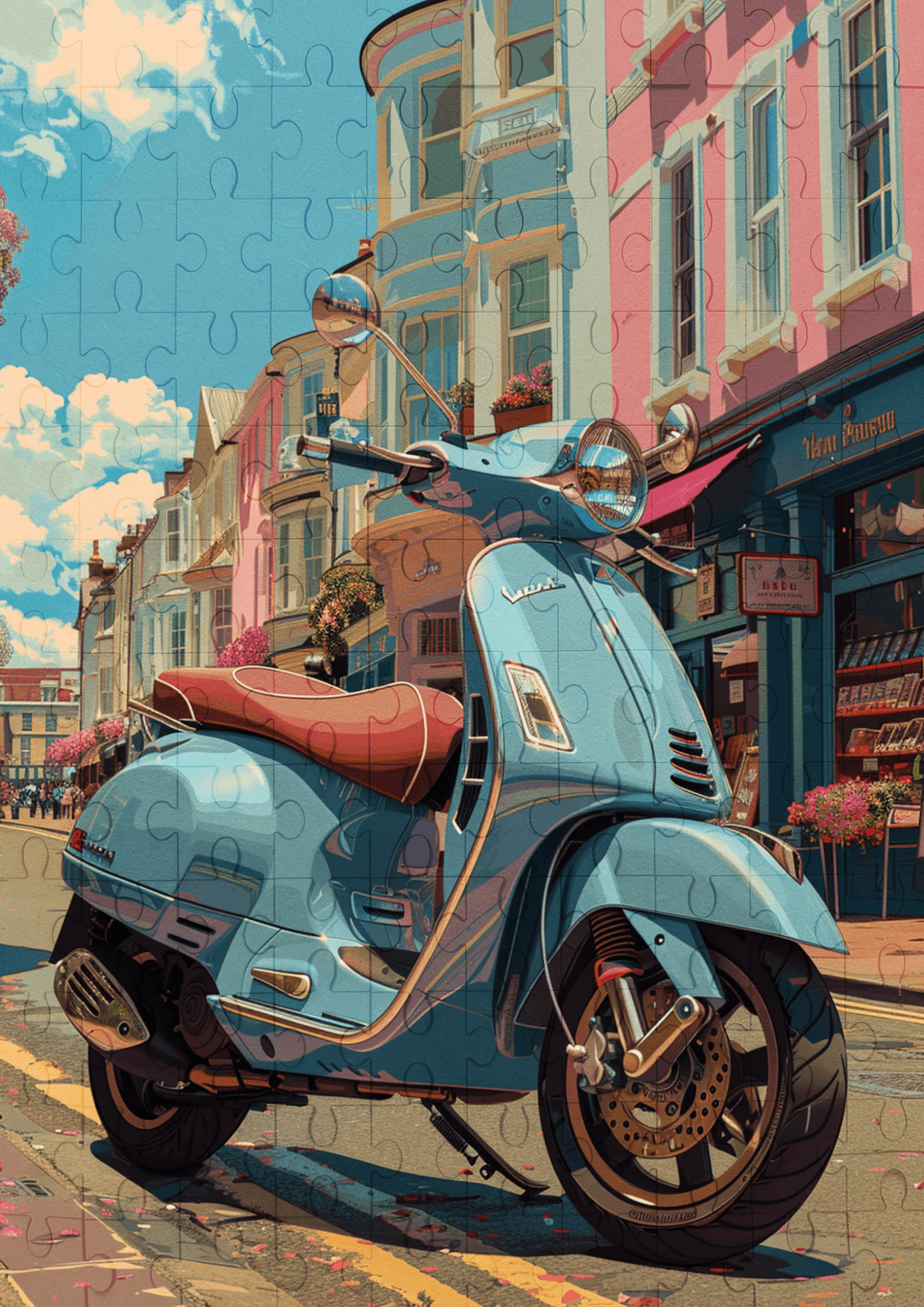 Blue Scooter - 120-piece wooden jigsaw puzzle