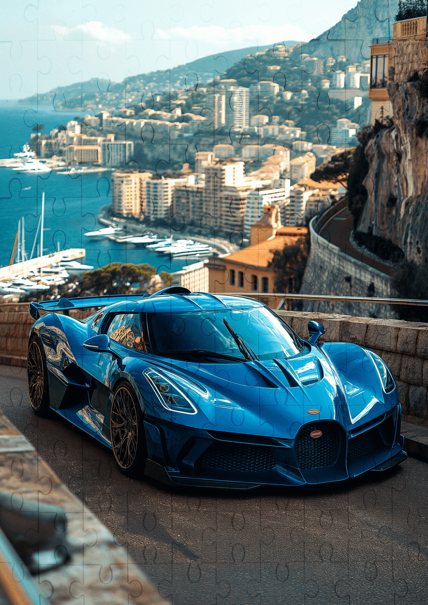 Blue Supercar - 120-piece wooden jigsaw puzzle