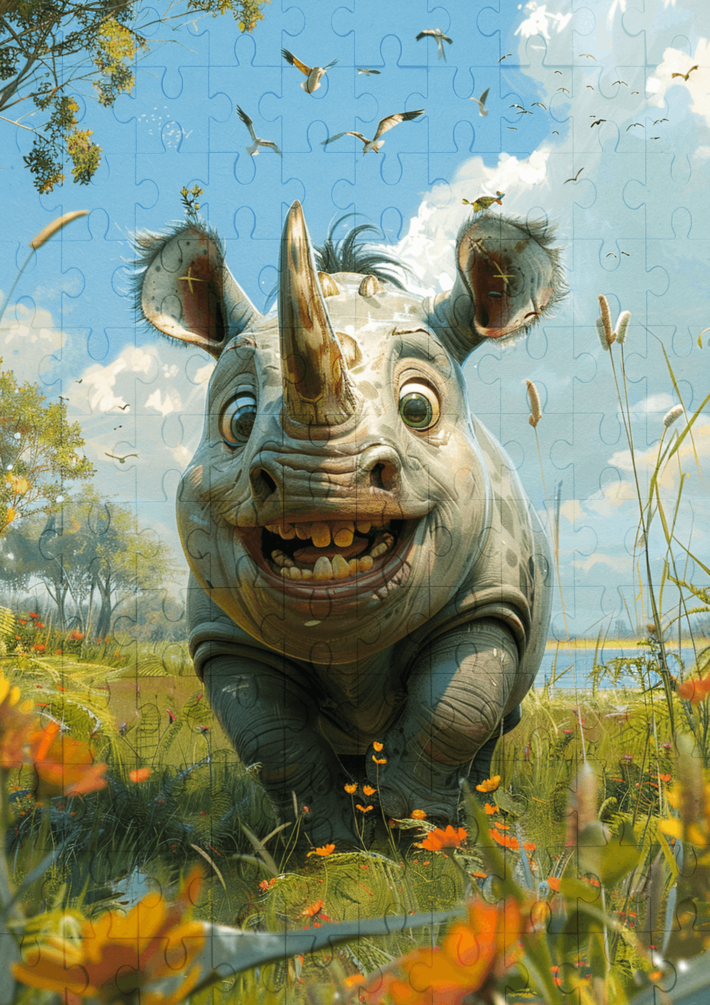 Rumbles The Rhino - 120-piece wooden jigsaw puzzle