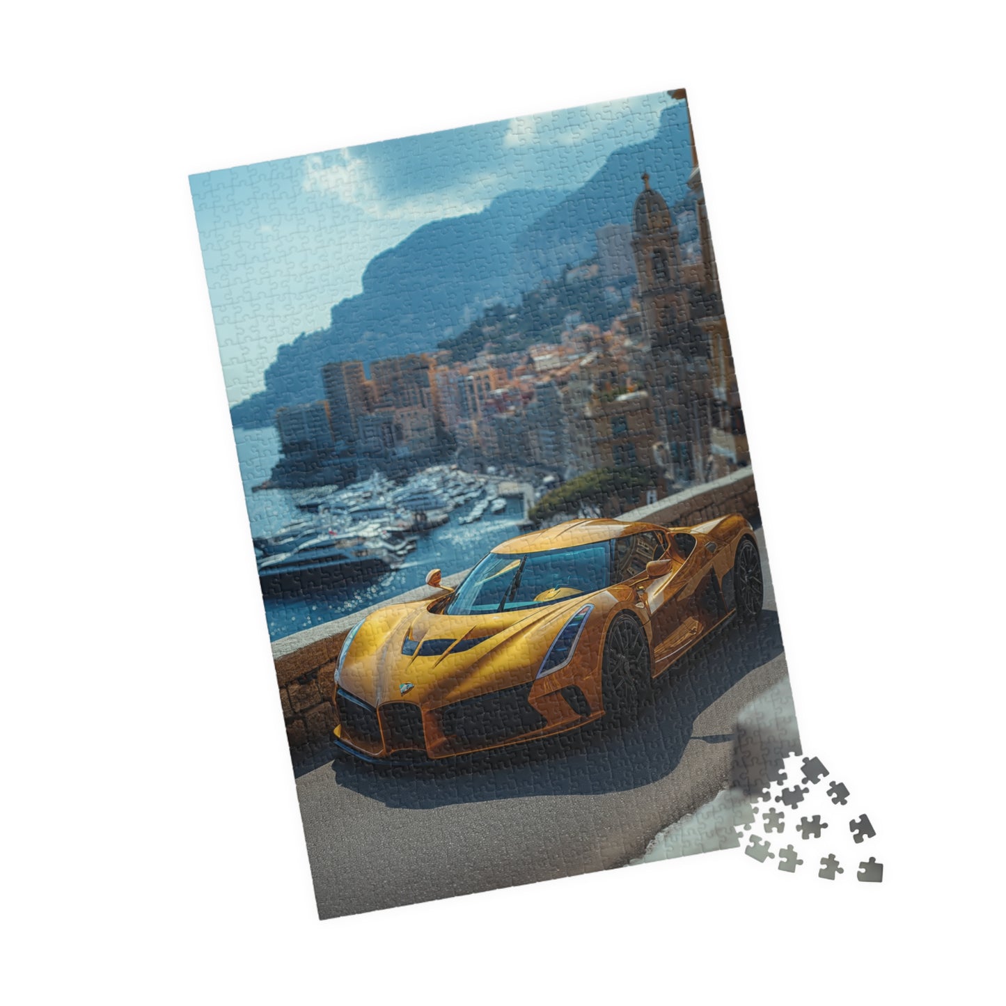 Yellow Supercar in Monaco - 1014-Piece Jigsaw Puzzle