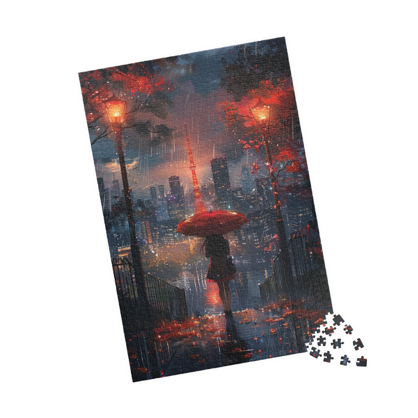 Girl with Red Umbrella Anime City - 1014-Piece Jigsaw Puzzle