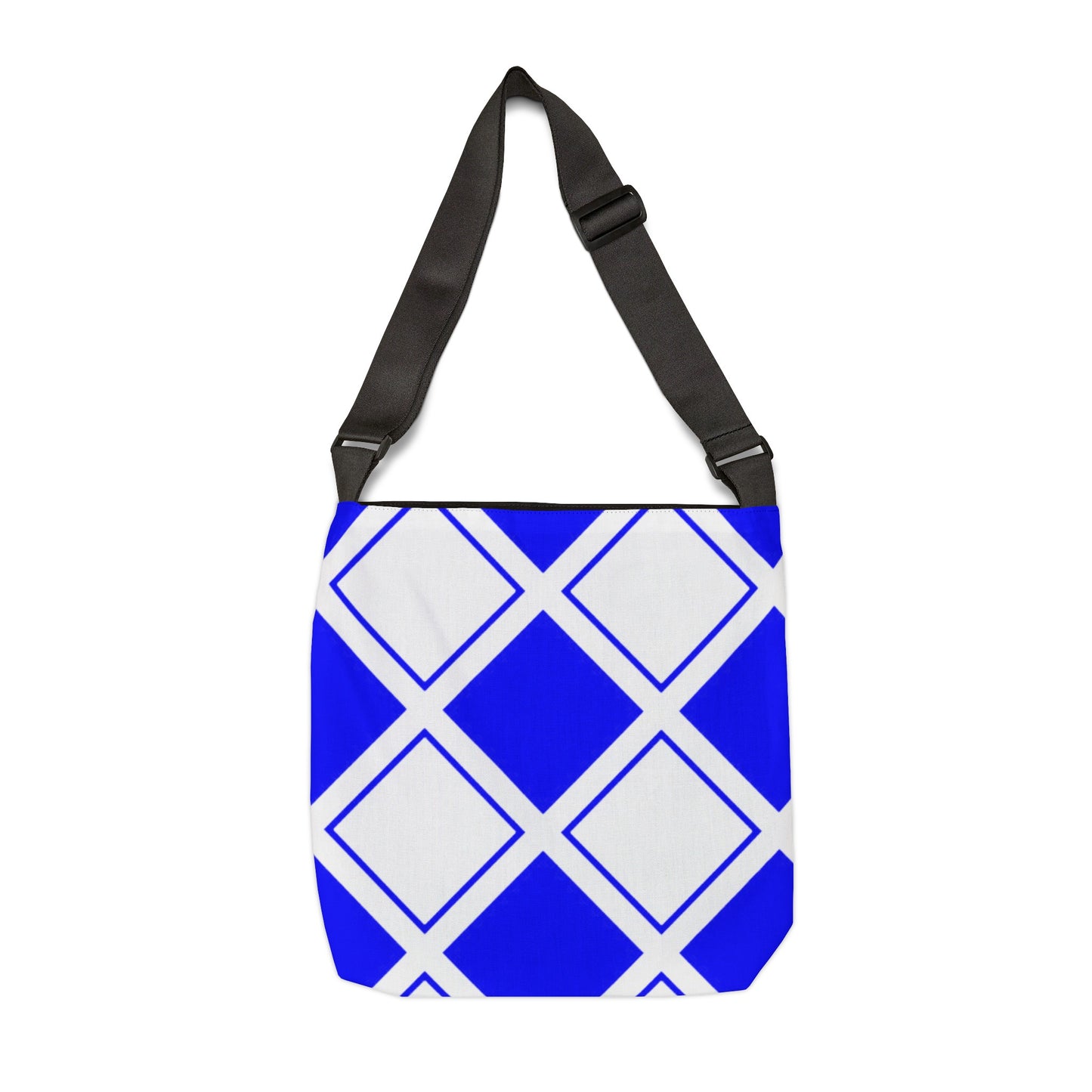 Blue and White Diamond Print - Tote Bag