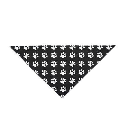 White Paws on Black - Tie Up Pet Bandana