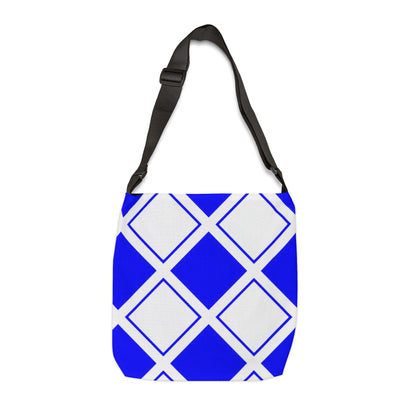 Blue and White Diamond Print - Tote Bag