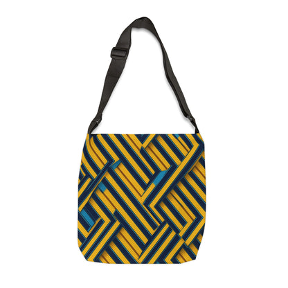 Yellow Black & Blue Diagonal Stripes - Tote Bag