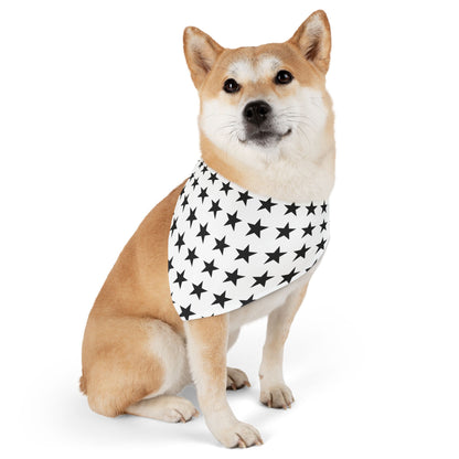 Black Stars on White - Pet Bandana Collar