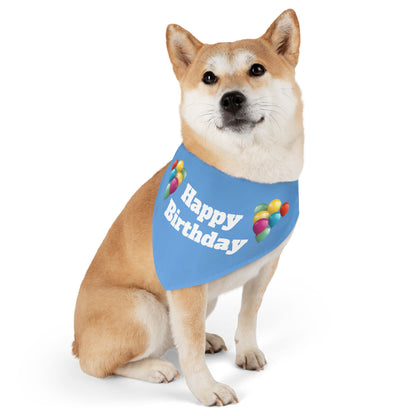 Happy Birthday on Blue - Pet Bandana Collar