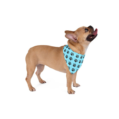 Black Paws on Light Blue - Tie Up Pet Bandana