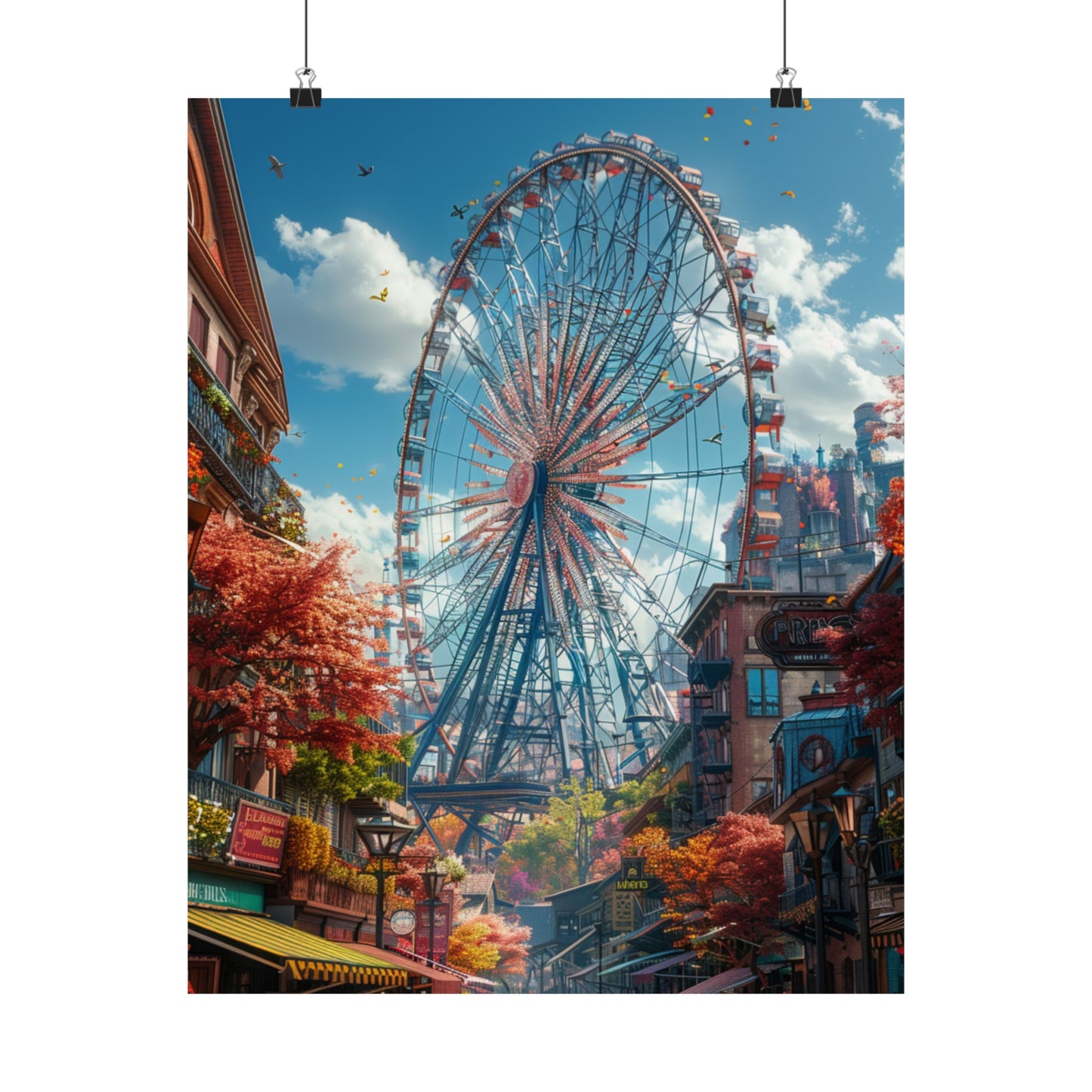 Ferris Wheel City - Physical Print Stunning Premium Poster