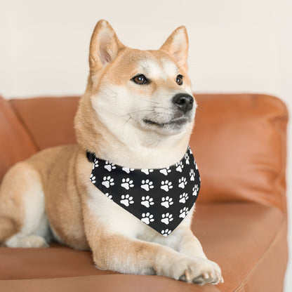 White Paws on Black - Pet Bandana Collar