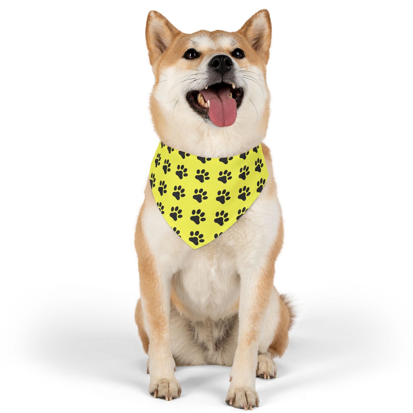 Black Paws on Yellow - Pet Bandana Collar