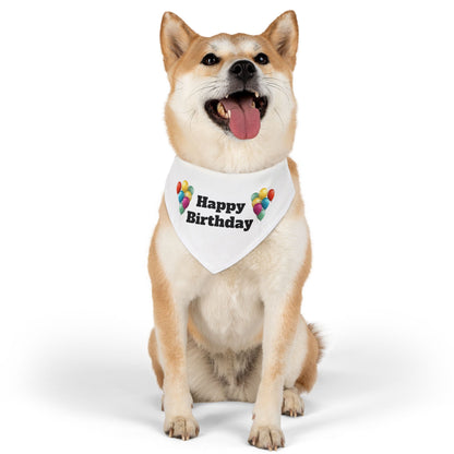 Happy Birthday on White - Pet Bandana Collar