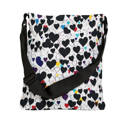 Polka Dot Hearts Black - Tote Bag