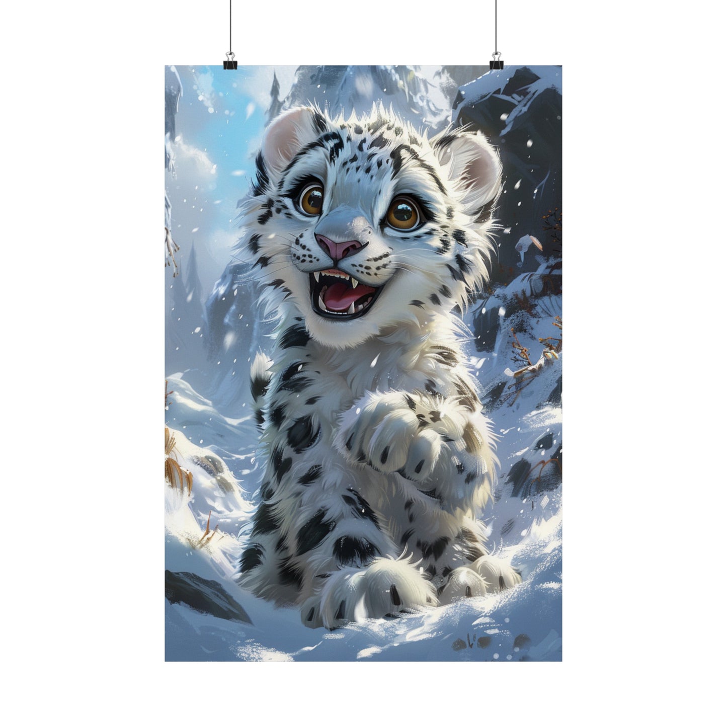 Blizzard The Snow Leopard - Physical Print Stunning Premium Poster