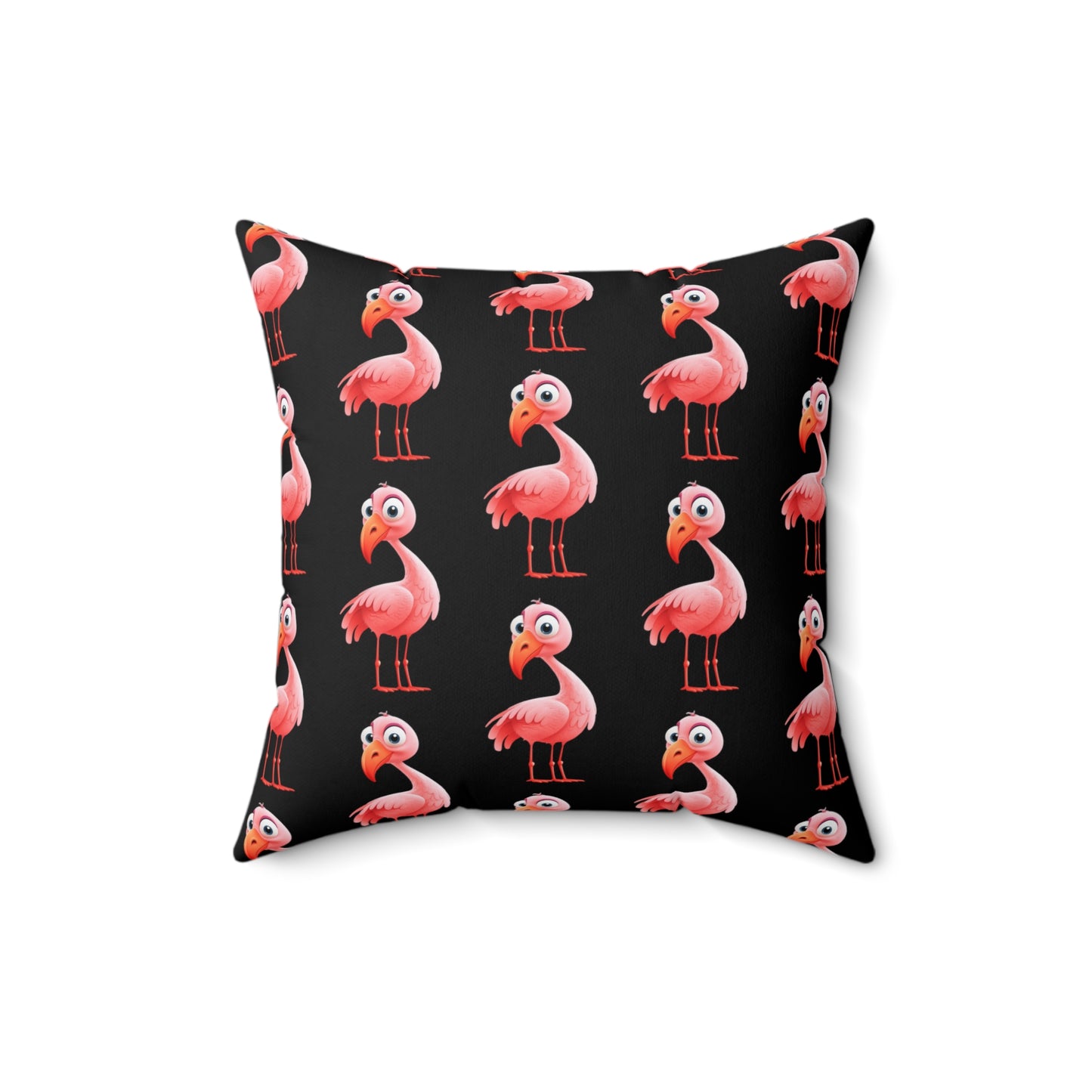 Pink Flamingo Print on Black - Pillowcase & Pillow