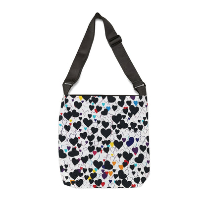 Polka Dot Hearts Black - Tote Bag