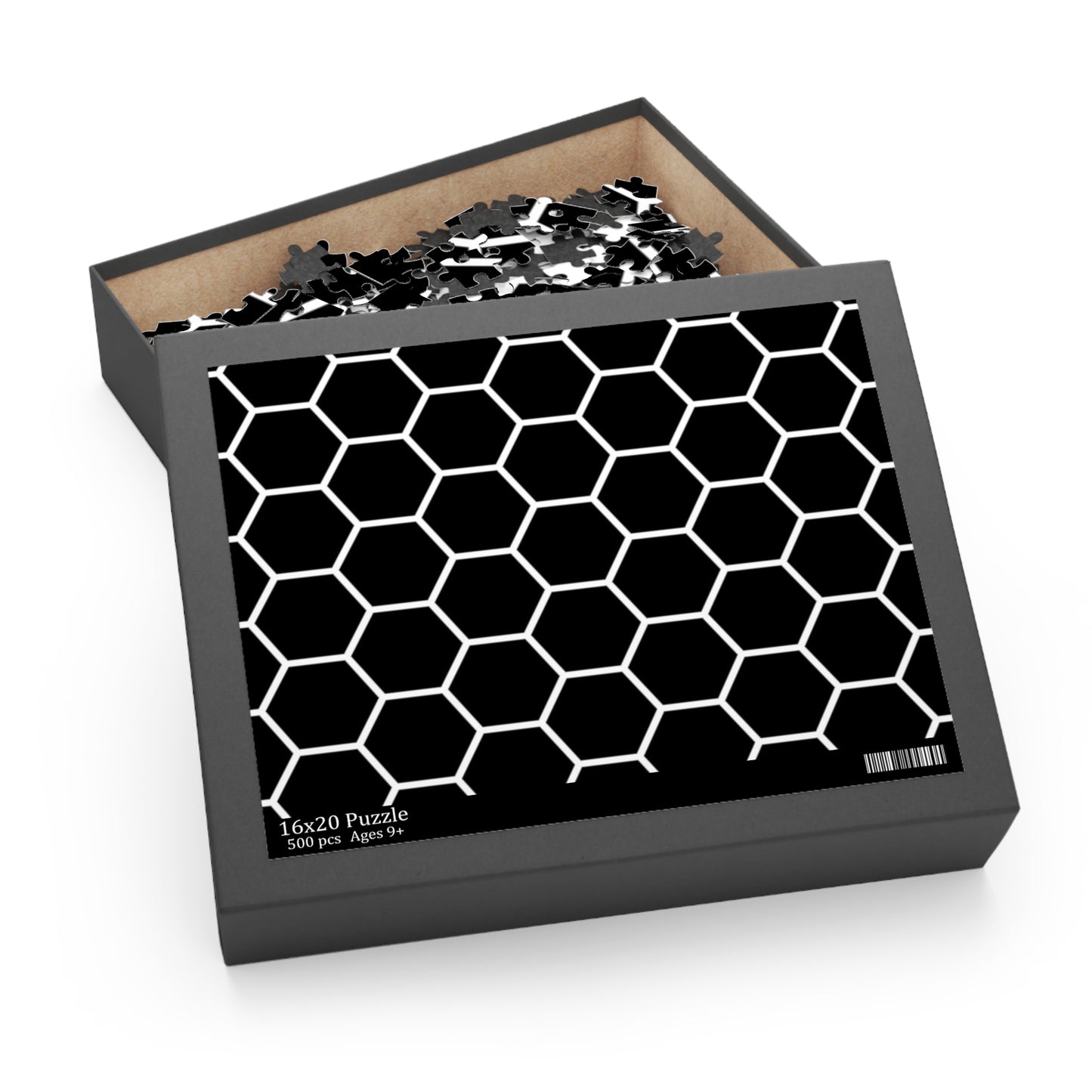 Black and White Honeycomb - 500-Piece Jigsaw Puzzle