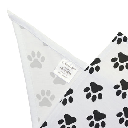 Black Paws on White - Tie Up Pet Bandana