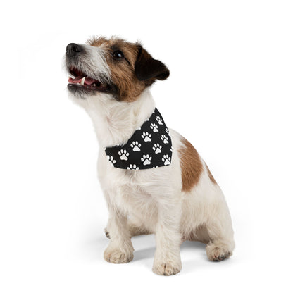 White Paws on Black - Pet Bandana Collar