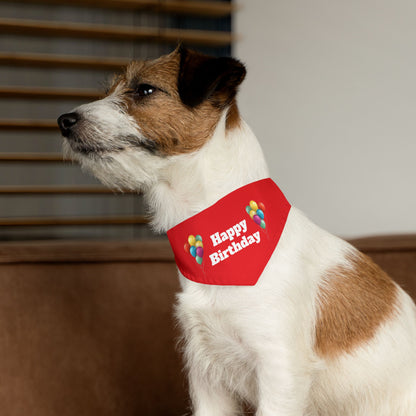 Happy Birthday on Red - Pet Bandana Collar