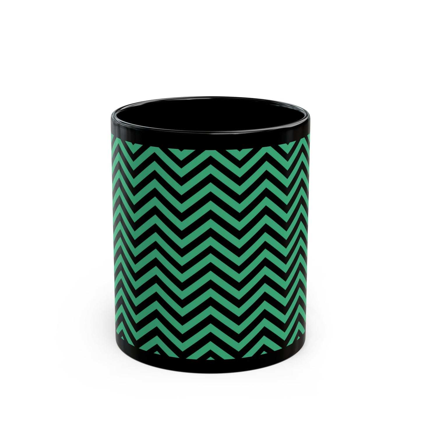 Green and Black Chevron on Black