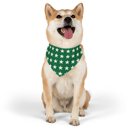 White Stars on Green - Pet Bandana Collar