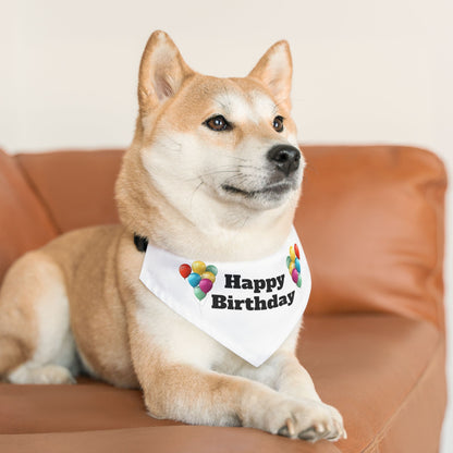 Happy Birthday on White - Pet Bandana Collar