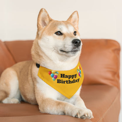 Happy Birthday on Yellow - Pet Bandana Collar