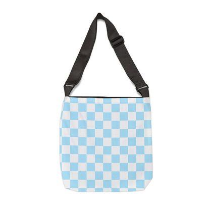 Blue and White Check Print - Tote Bag