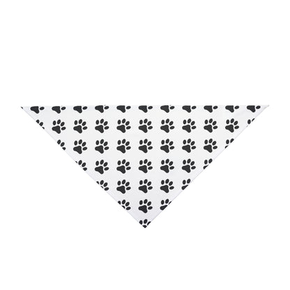 Black Paws on White - Tie Up Pet Bandana