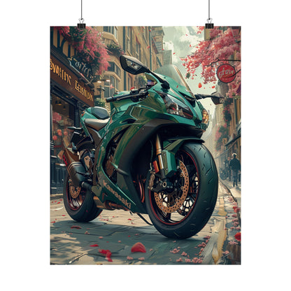 Green Motorbike  - Physical Print Stunning Premium Poster