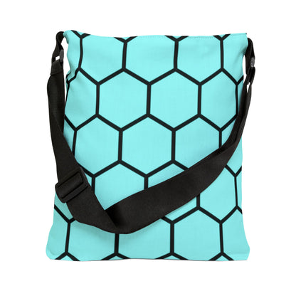 Pale Turquoise and Black Honeycomb - Tote Bag